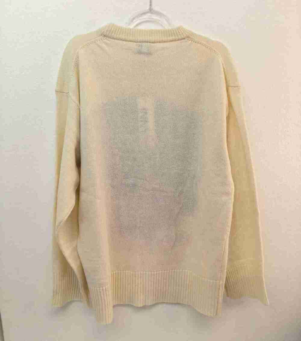 GANNI Off White Strawberry Flower Logo Long Sleeve Knitted Jumper - Picture 2 of 7